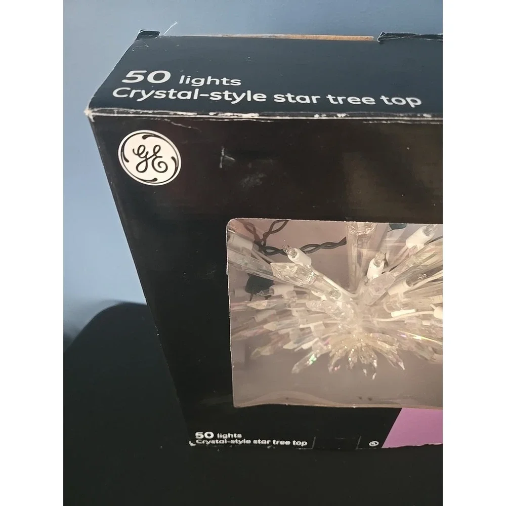 GE Decorator's Best 50 Light Starburst Crystal Star Tree Top 13.5